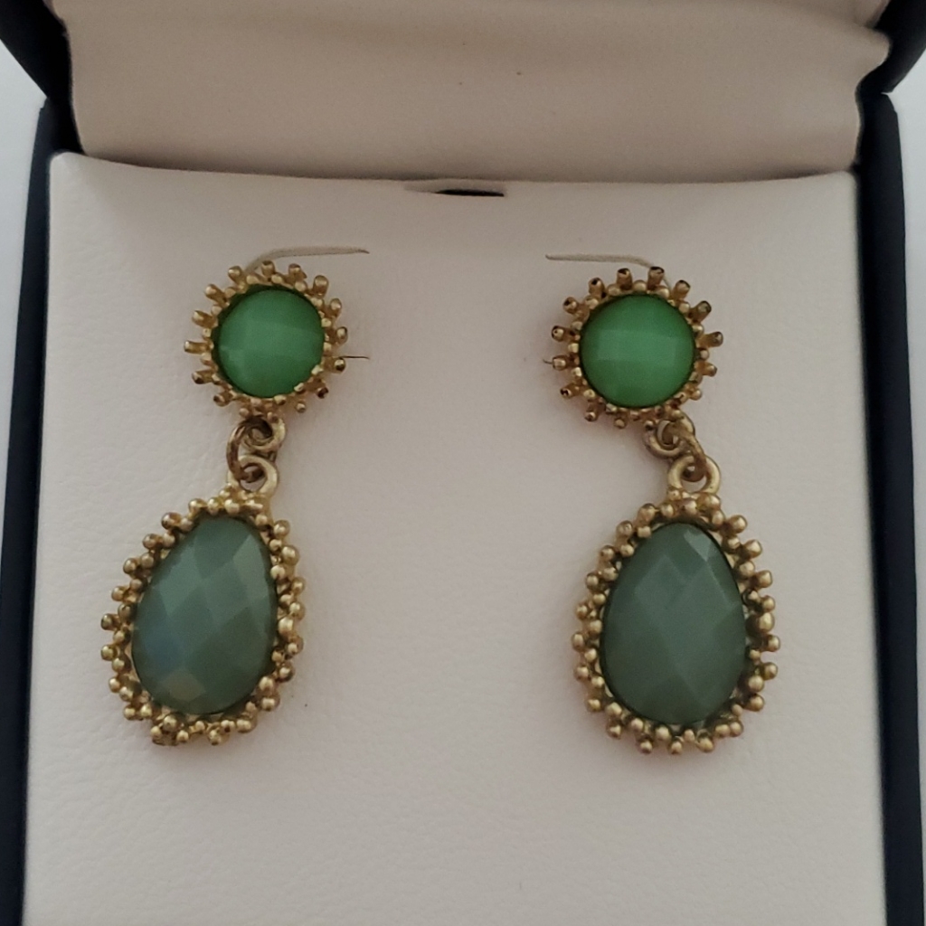 Argento Vivo Gold And Green Dangle Earrings 11$